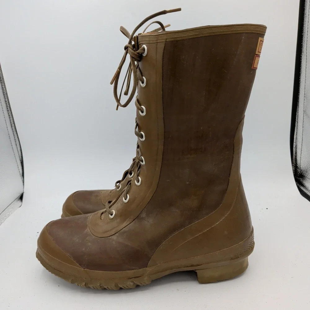 Converse Insulated Rubber Hunting Boots Brown Lace Up Waterproof Mens 8 Vintage